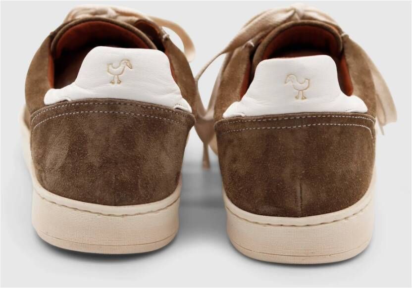 Elia Maurizi Taupe Lage Sneaker met Leren Mix Bruin Heren