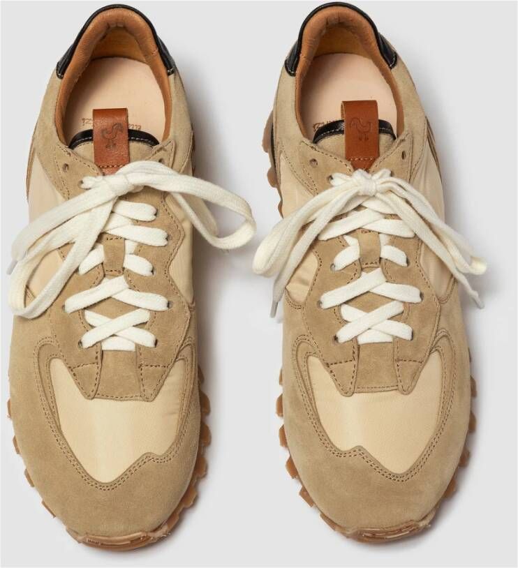 Elia Maurizi Zand Suède Runner met Zwarte Details Brown Dames