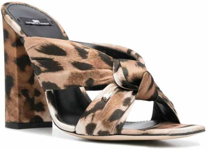 Elisabetta Franchi Sandalen met hoge hakken en dierenprint Beige Dames