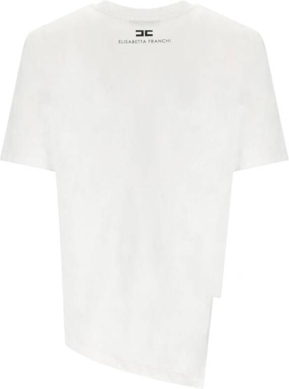 Elisabetta Franchi Asymmetrisch T-shirt met impactvolle boodschap