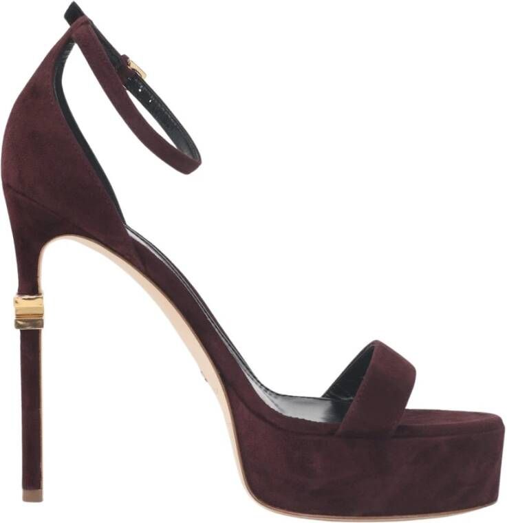 Elisabetta Franchi Bordeaux Enkelband Hoge Hak Sandalen