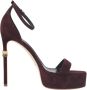 Elisabetta Franchi Bordeaux Enkelband Hoge Hak Sandalen - Thumbnail 2