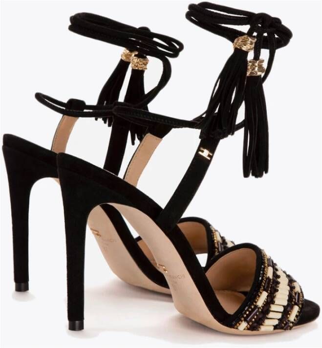 Elisabetta Franchi Handgeborduurde suède sandalen met hoge hak