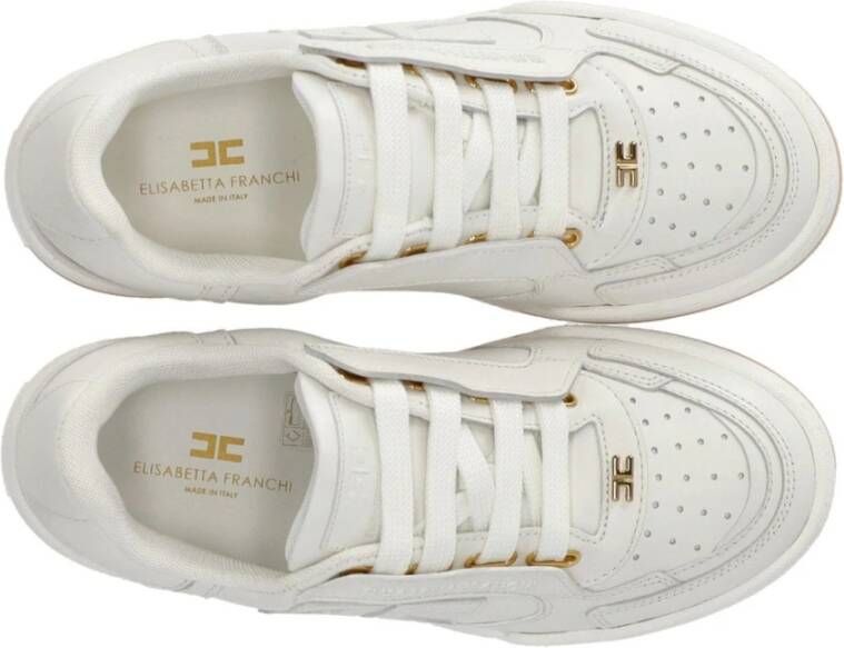 Elisabetta Franchi Ivoor Witte Leren Sneaker met Logo