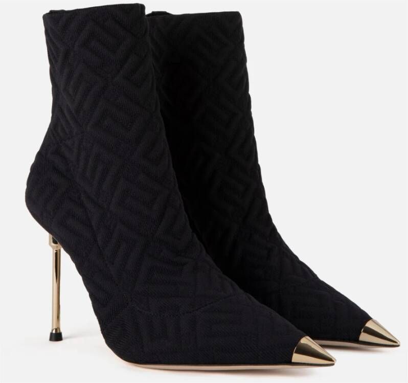 Elisabetta Franchi Jacquard Enkellaarsjes Black Dames