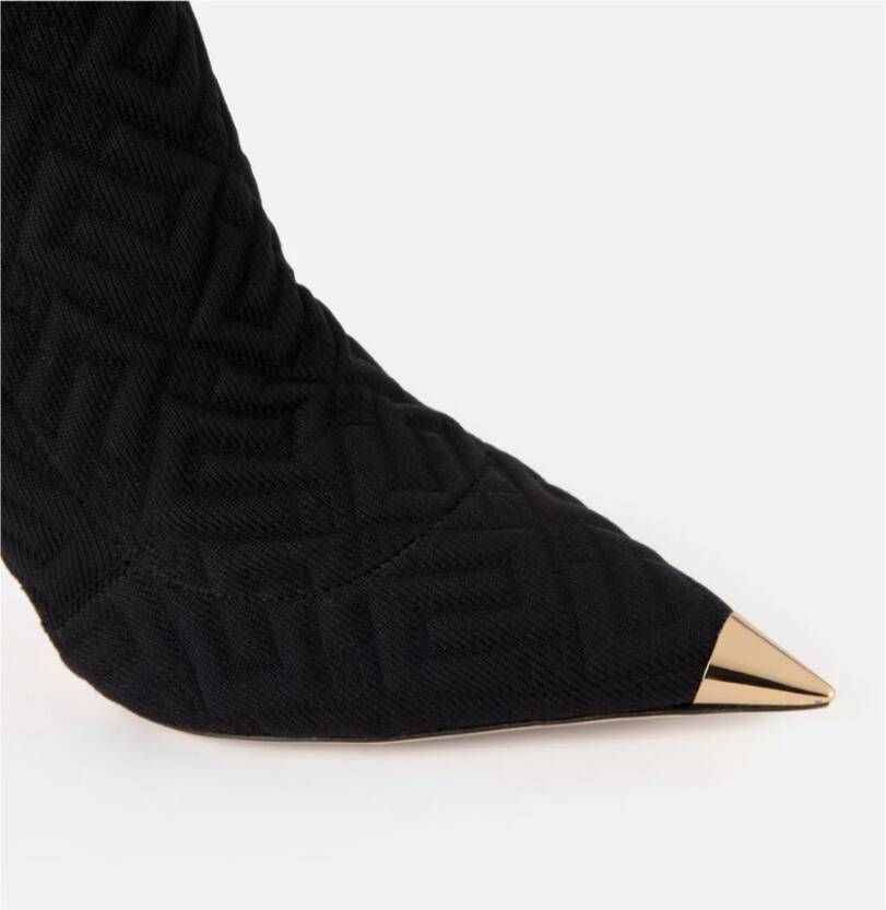 Elisabetta Franchi Jacquard Enkellaarsjes Black Dames