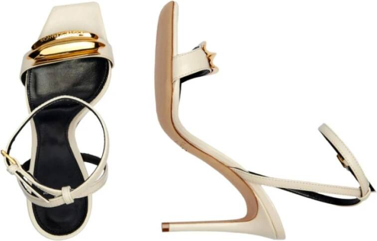 Elisabetta Franchi Leaf Jewel Leren Stiletto Sandalen