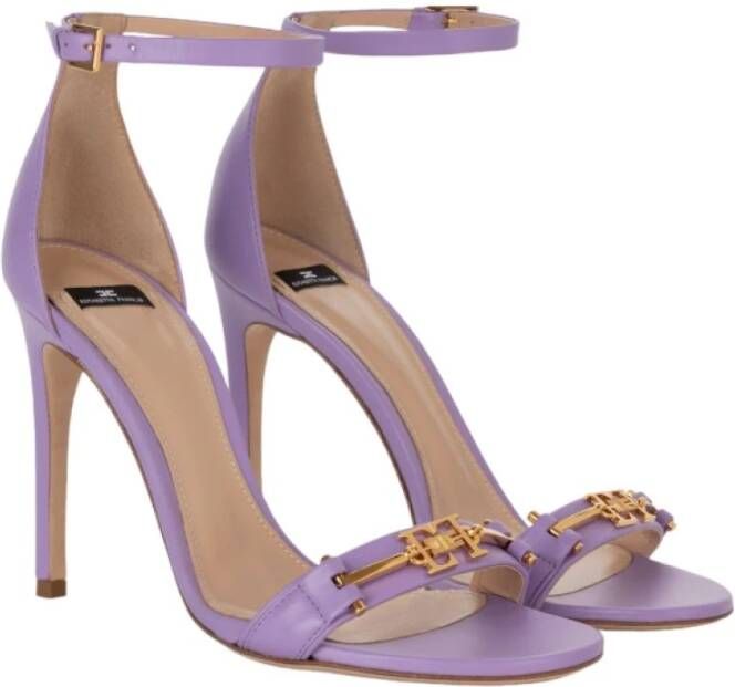 Elisabetta Franchi Leren Sandalen Purple Dames