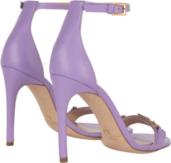 Elisabetta Franchi Leren Sandalen Purple Dames