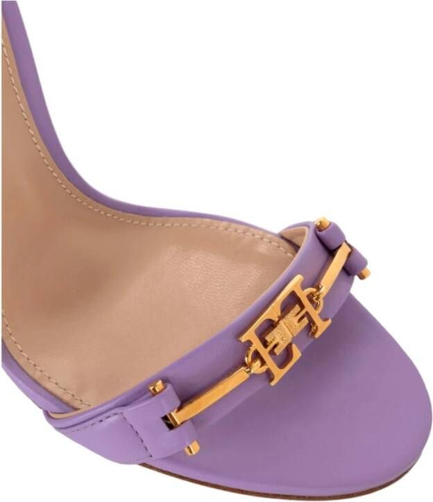 Elisabetta Franchi Leren Sandalen Purple Dames