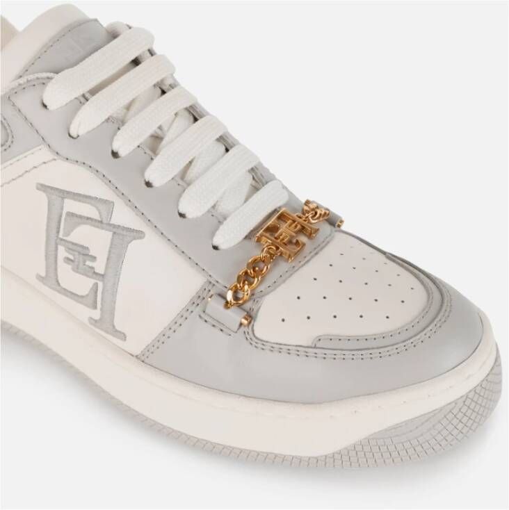 Elisabetta Franchi Leren sneakers met geborduurd logo Multicolor Dames