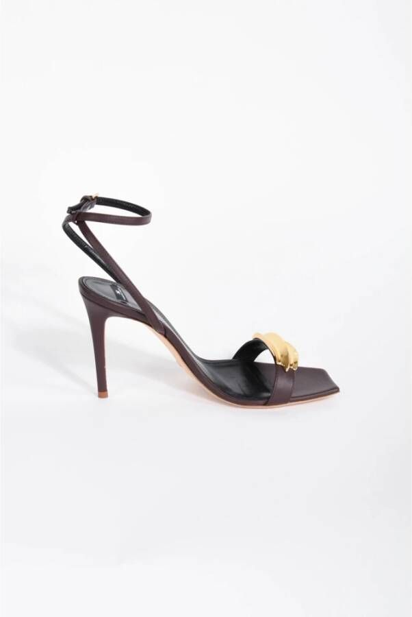 Elisabetta Franchi Sandalen met Stilettohak en Juweeldetail van Leer