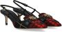 Elisabetta Franchi Zwarte en Rode Tartan Slingback Pump Multicolor Dames - Thumbnail 4