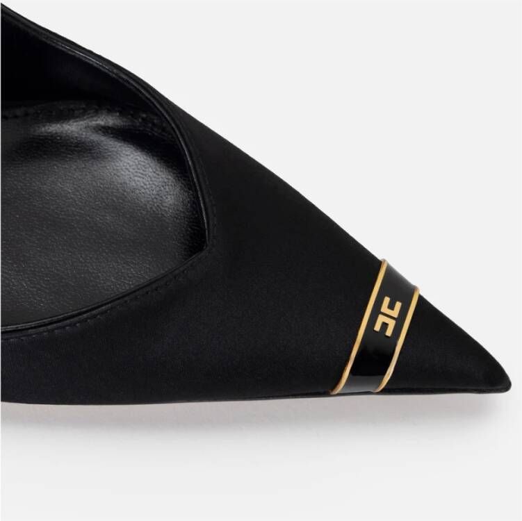 Elisabetta Franchi Zwarte leren sandalen met hak