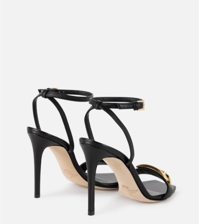 Elisabetta Franchi Zwarte Leren Stiletto Hak Sandalen Black Dames