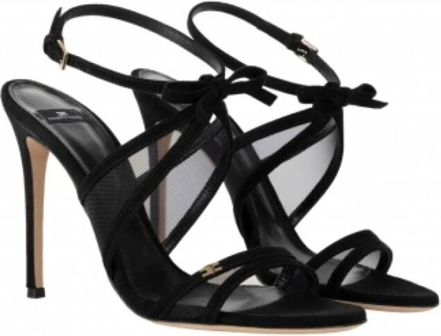 Elisabetta Franchi Zwarte Suède Strik Sandalen voor Vrouwen Black Dames