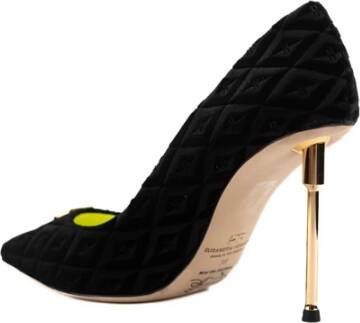 Elisabetta Franchi Zwarte Velvet Diamantpatroon Hakpumps Zwart Dames