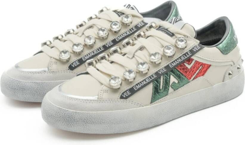 Emanuelle Vee Dames suède schoenen wit grijs
