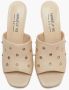 Emanuelle Vee Beige Leren Sandalen met Strass Details Beige Dames - Thumbnail 4