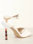 Emanuelle Vee Elegante Leren Sandalen met 90mm Bamboe Effect Hak White Dames - Thumbnail 3