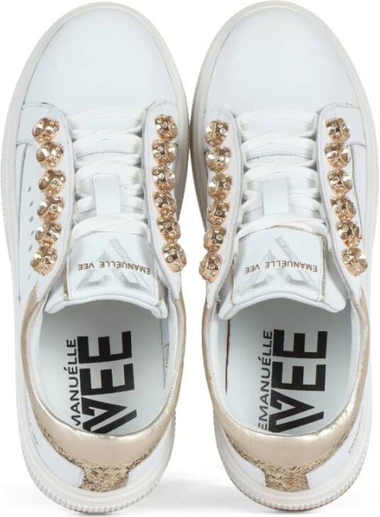 Emanuelle Vee July Strass Leren Sneakers White Dames