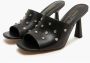 Emanuelle Vee Zwarte Leren Sandalen met Strass Details Black Dames - Thumbnail 3