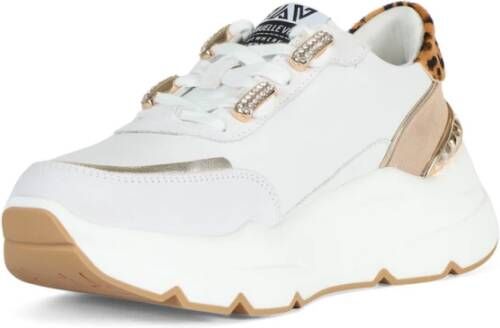 Emanuelle Vee Sneakers met contrastinzetten van leer en stof White Dames