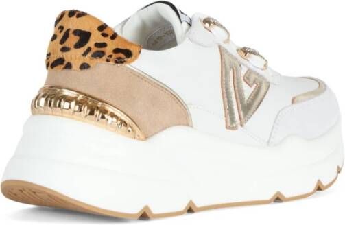Emanuelle Vee Sneakers met contrastinzetten van leer en stof White Dames