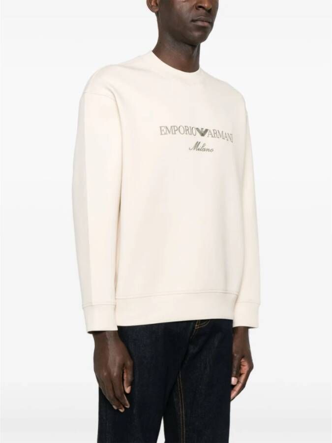 Emporio Armani Beige Sweater met Ribboorden