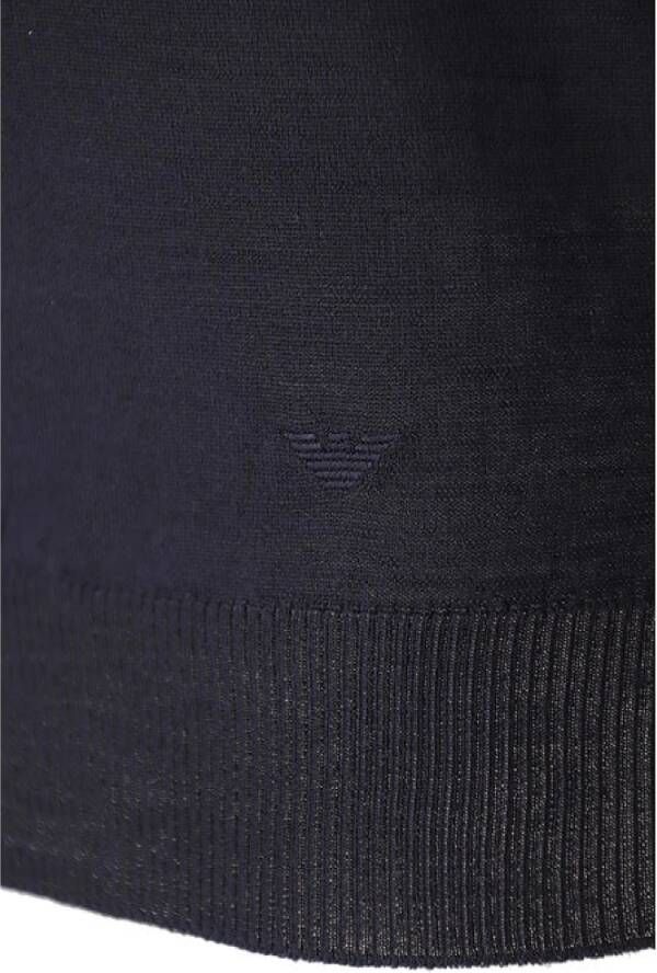 Emporio Armani Blauw Marineblauw Gebreid Stijlvolle Ingeprinte Adelaar