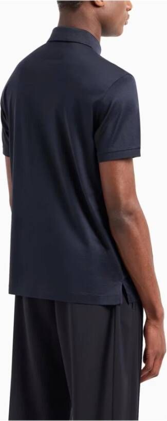 Emporio Armani Blauw Poloshirt met Adelaar Borduurwerk