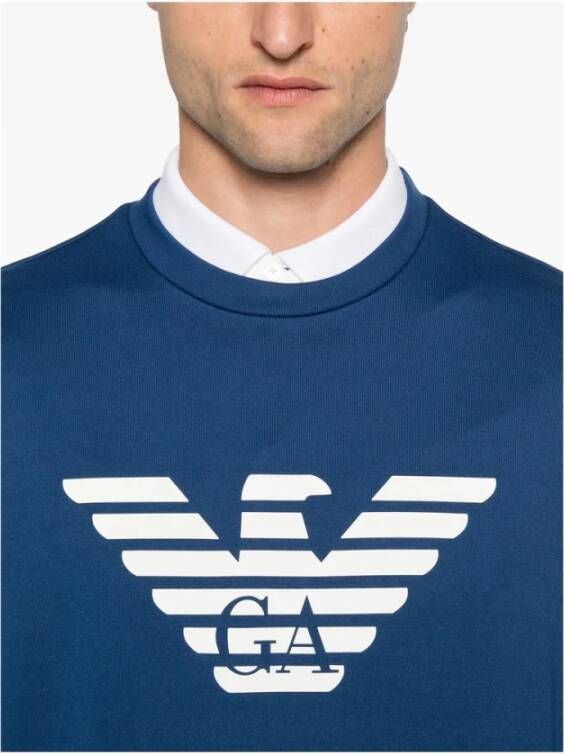 Emporio Armani Blauwe Adelaar Logo Crew Neck Sweatshirt
