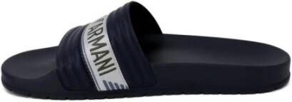 Emporio Armani Blauwe Bedrukte Slippers voor Mannen Blue Heren