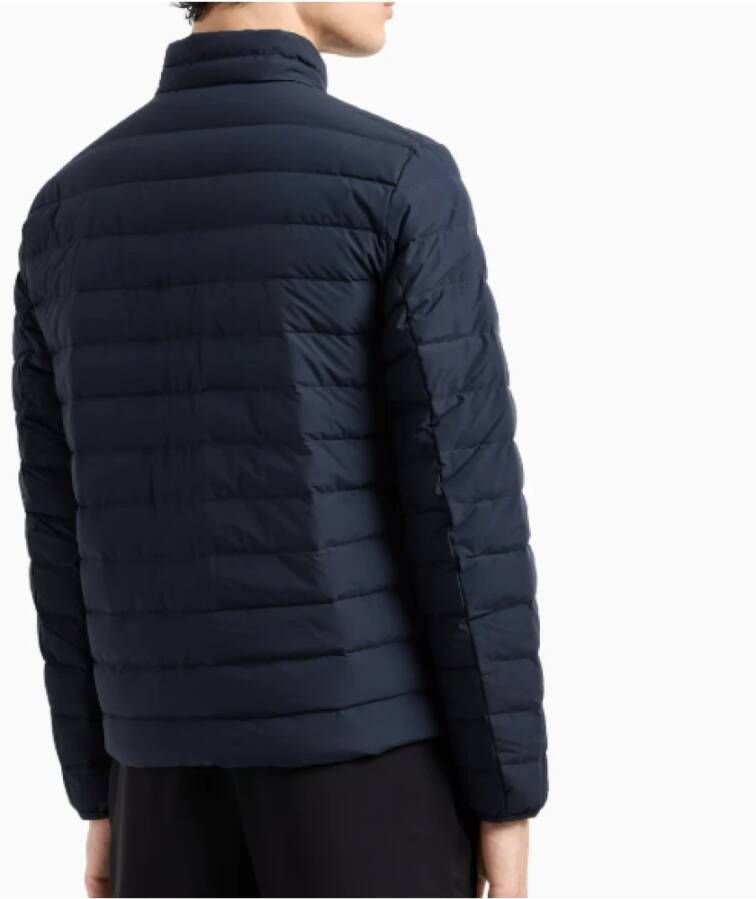 Emporio Armani Blauwe Nylon Donsjas met Adelaarspatch