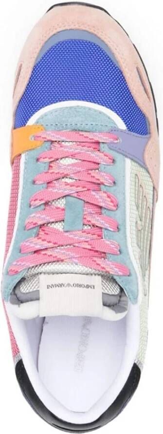 Emporio Armani Blauwe Suède Glitter Sneaker