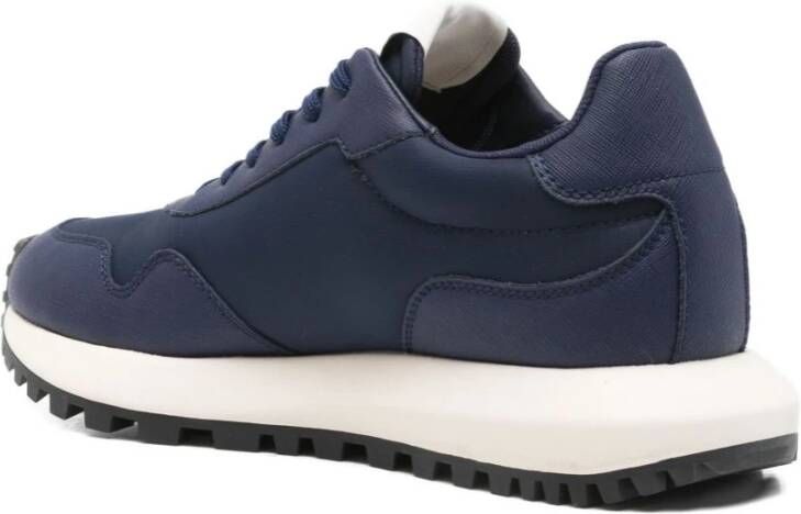 Emporio Armani Blauwe Zijde & Nylon Sneakers