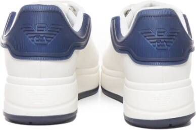 Emporio Armani Contrast Rivet Sneakers Wit Blauw White Heren