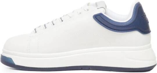 Emporio Armani Contrast Rivet Sneakers Wit Blauw White Heren