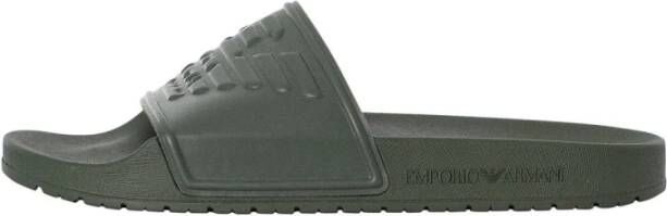 Emporio Armani Dames Band Sliders Lente Zomer Collectie Green Dames