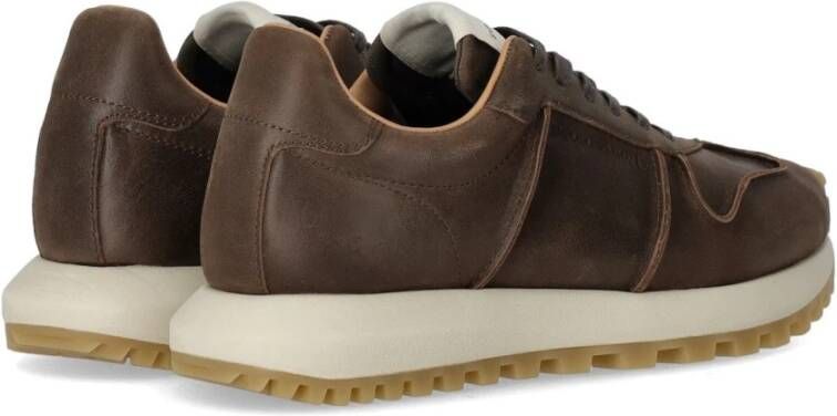 Emporio Armani Donkerbruine Sneaker met Kalfsleer Brown Heren