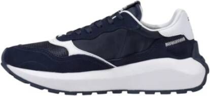 Emporio Armani EA7 Blauwe Print Sneakers met Leren Voering Blue Heren