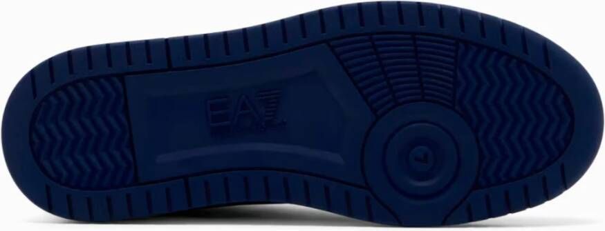 Emporio Armani EA7 Blauwe Sneakers met Leren Bovenwerk