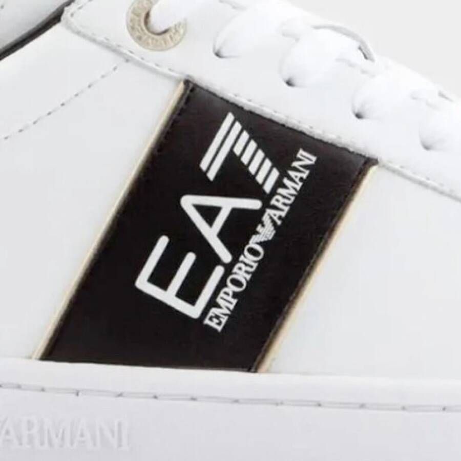 Emporio Armani EA7 Eenoudige en eelzijdige leren sneakers White Heren