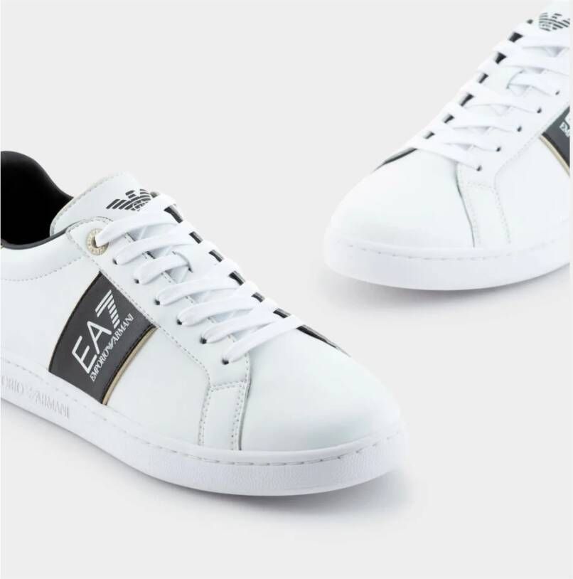 Emporio Armani EA7 Eenoudige en eelzijdige leren sneakers White Heren