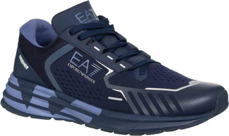 Emporio Armani EA7 Effen Vetersluiting Sneakers Blue Heren