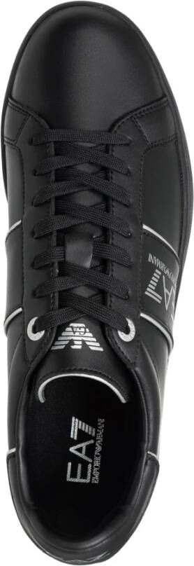 Emporio Armani EA7 Effen Vetersneakers Black Heren