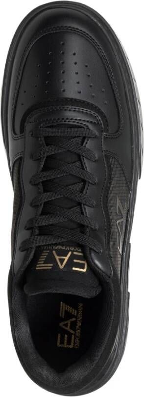 Emporio Armani EA7 Effen Vetersneakers Black Heren