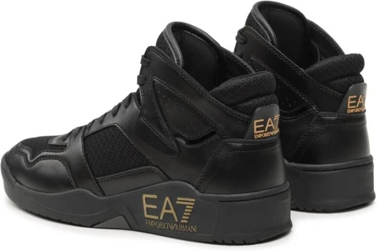 Emporio Armani EA7 Gouden Reliëf Logo Sneaker Zwart Heren