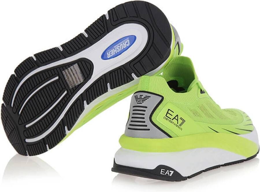 Emporio Armani EA7 Lime Sneakers Ronde Neus Veters Rubberen Zool Green Heren