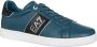 Emporio Armani EA7 Heren Leren Sneakers Met Patroon Blue Heren - Thumbnail 3